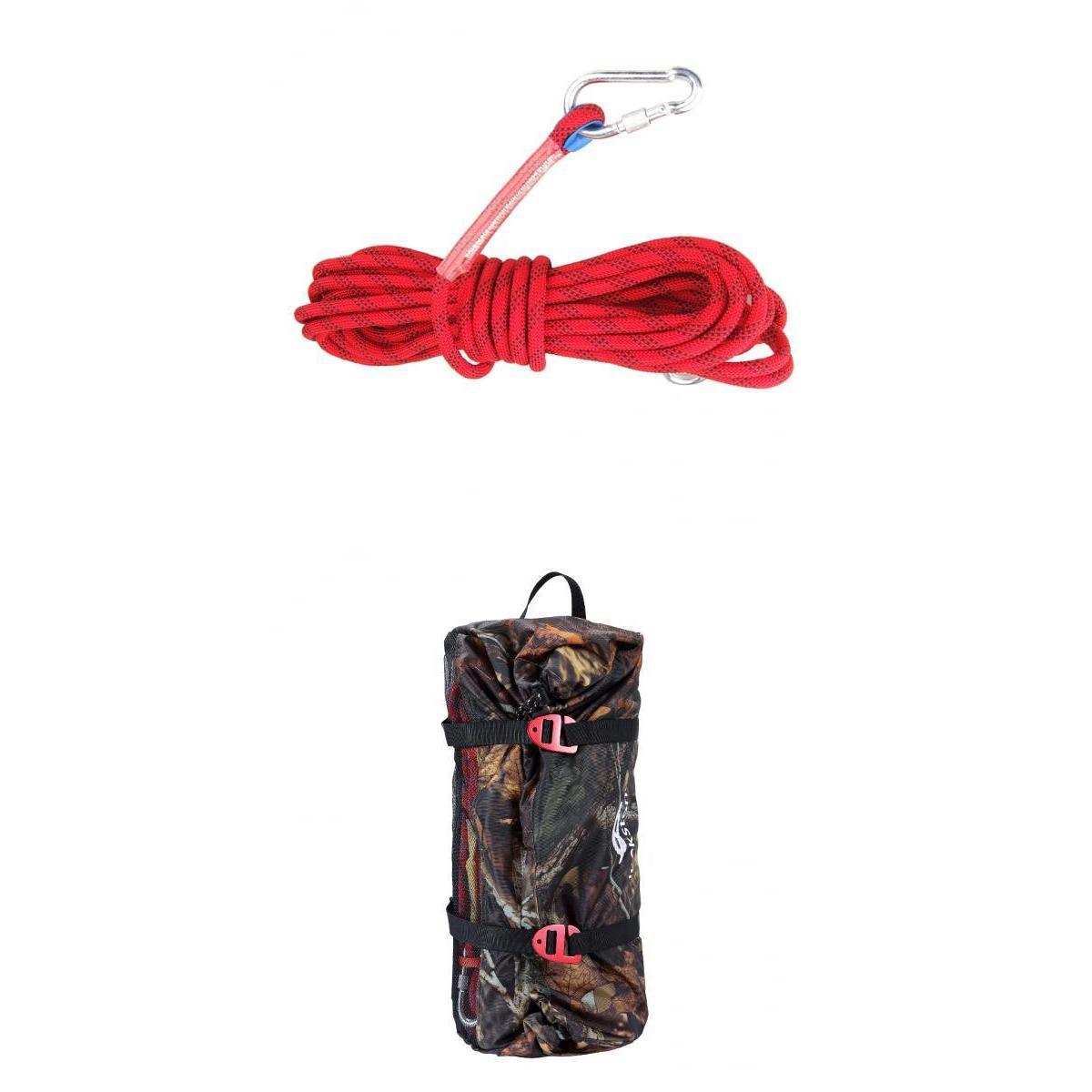 10m 12mm Red Safety Outdoor Climbing Rescue Rope + Camo Rope Storage Bag