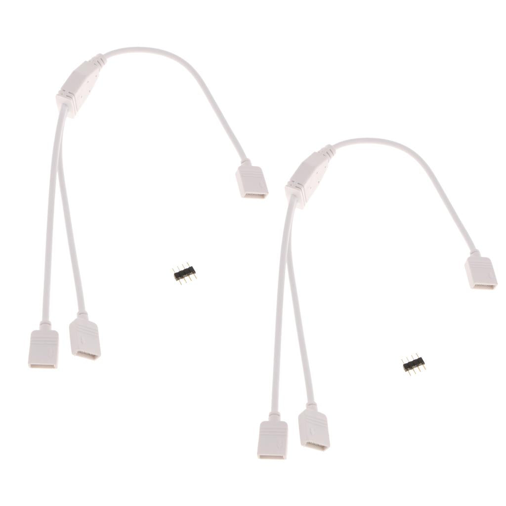 2Pcs RGB Female Splitter Connector Cable for LED Strip Light 1 to 2