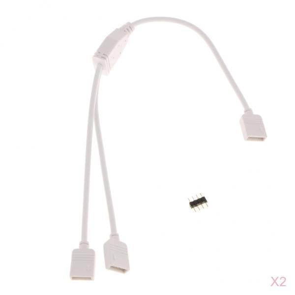 2Pcs RGB Female Splitter Connector Cable for LED Strip Light 1 to 2