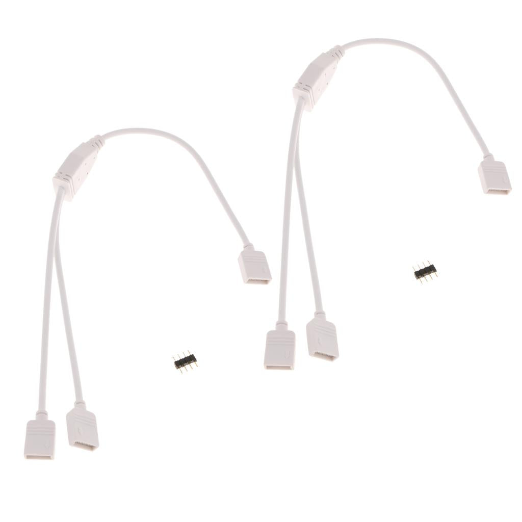 2Pcs RGB Female Splitter Connector Cable for LED Strip Light 1 to 2