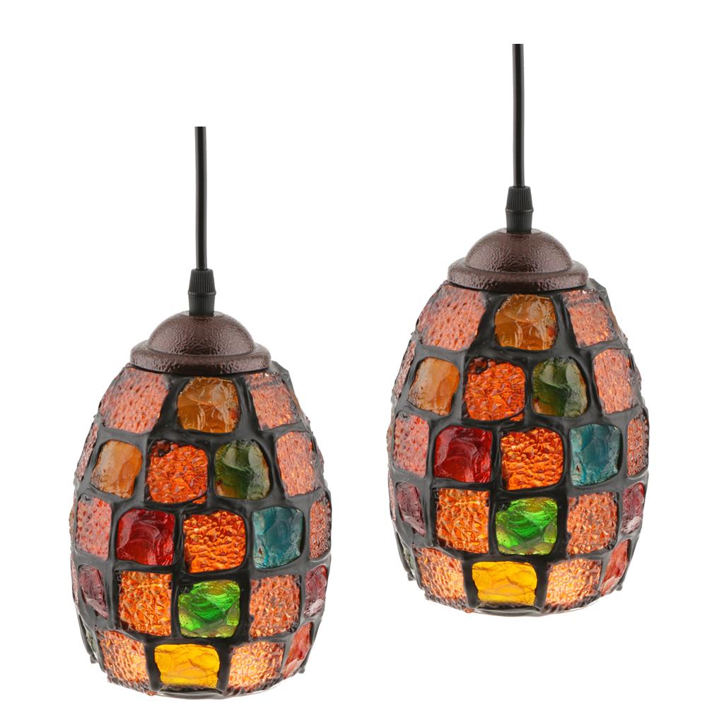 2Pcs Retro Colorful Ceiling Pendant Lamp Light Chandelier Shade Lampshade 1#