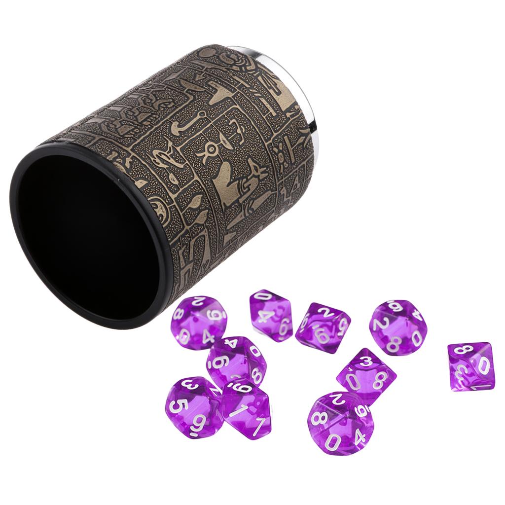 10pcs Ten Sided D10 Polyhedral Dices Dies Cup Shaker for RPG D&D Board Games