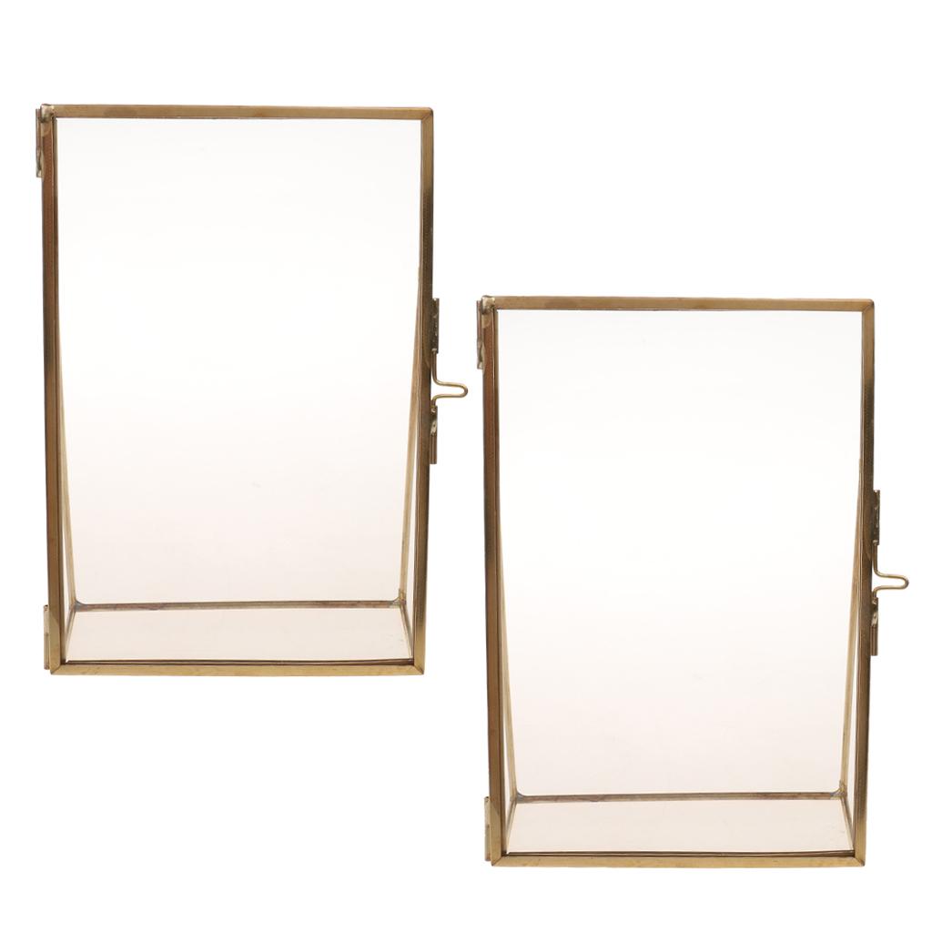 2pcs/Set Antique Gold Glass Photo Picture Frame Portrait Home Decoration