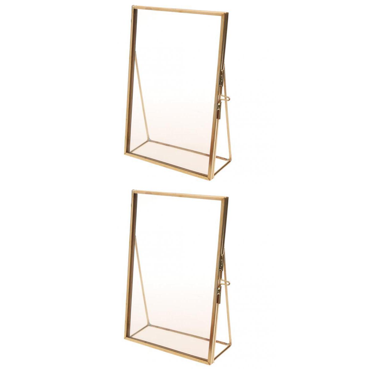 2pcs/Set Antique Gold Glass Photo Picture Frame Portrait Home Decoration