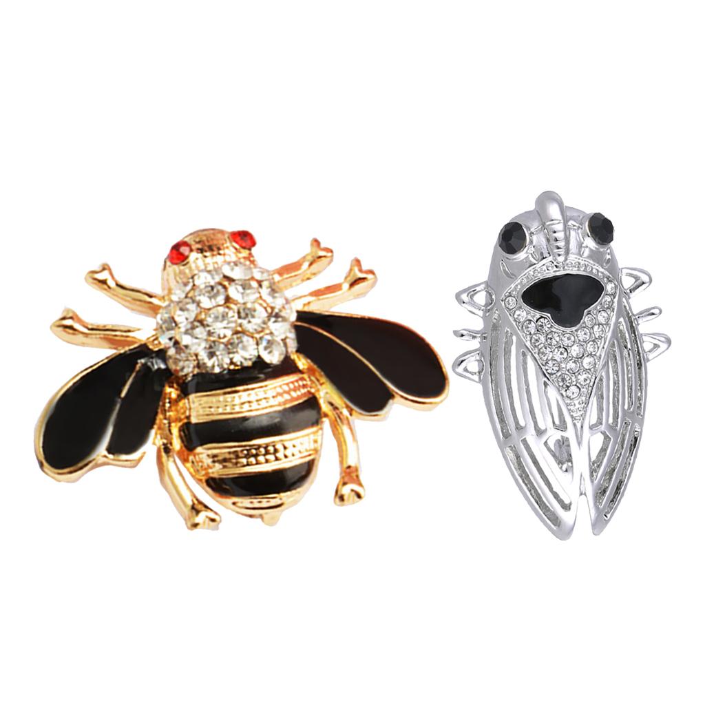 2Pcs Cute Colorful 3D Insect Cicida Bug Bee Shaped Brooch Pin for Women Men
