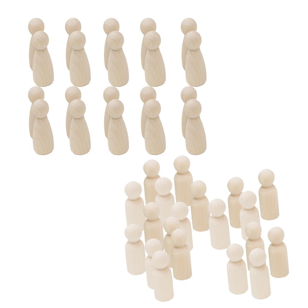 40 Pieces Natural Blank DIY Wood People Peg Dolls Wedding Cake Topper Craft