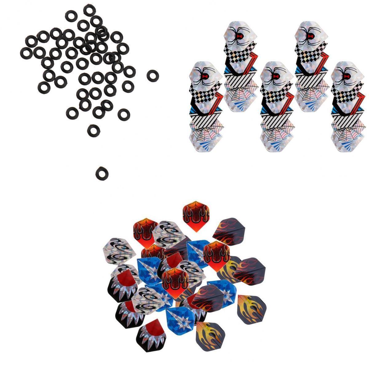 60Pcs Standard Dart Flights Plus 100Pcs Shaft O-Rings Washers Gasket Grommet