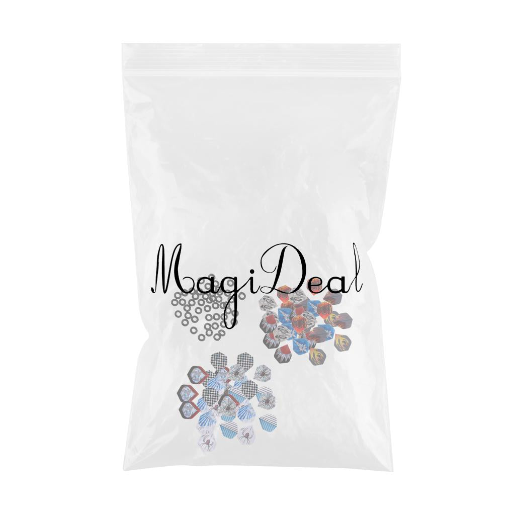60Pcs Standard Dart Flights Plus 100Pcs Shaft O-Rings Washers Gasket Grommet