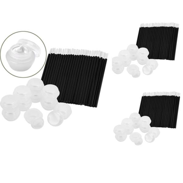 150x Disposable Gloss Wand Lipstick Lip Brush+30x Eye Cream Container Vials