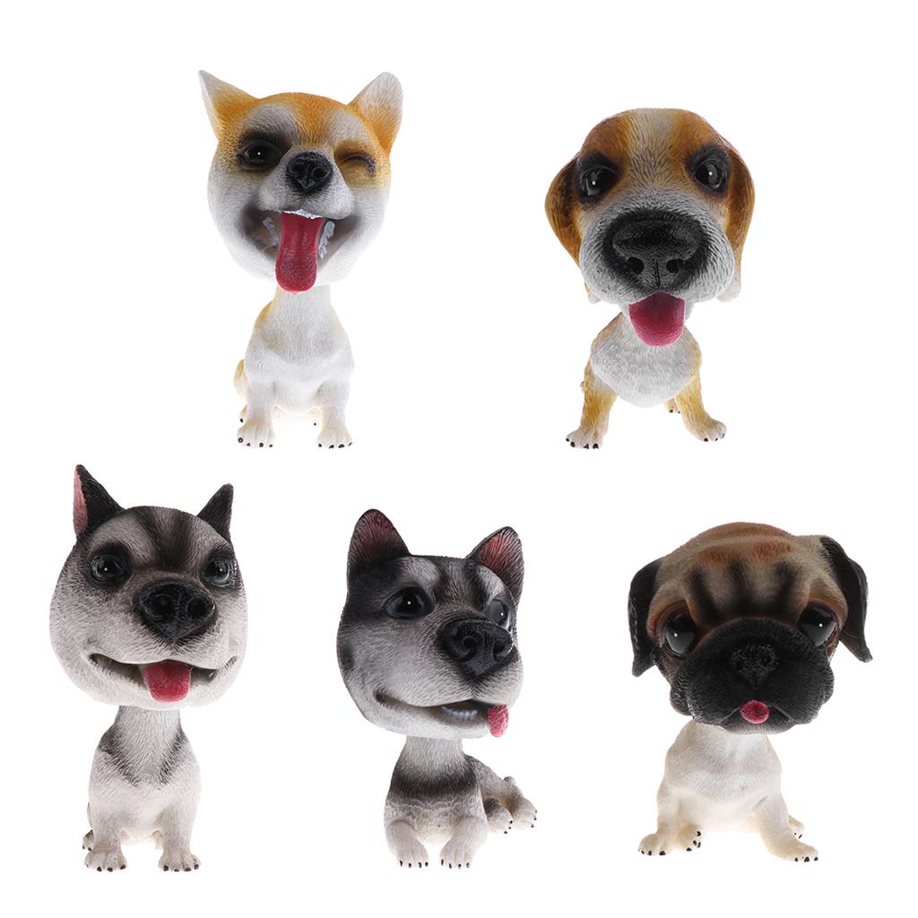 5 Set Shaking Head Doll Dog Nodding Puppy Model Home Car Decor Ornaments