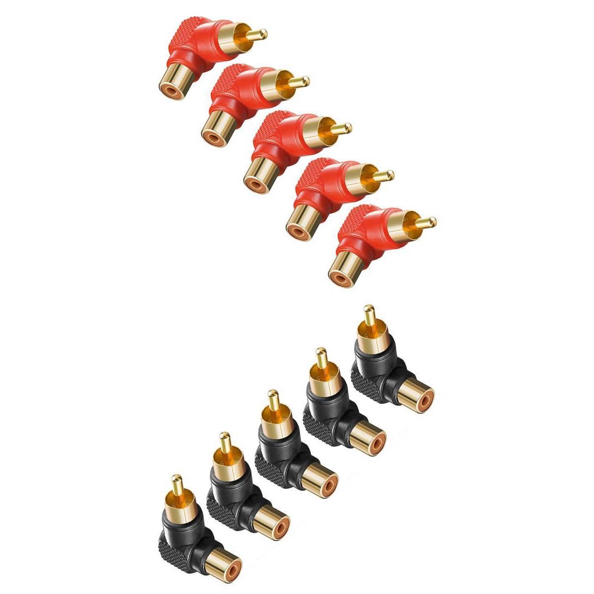 10 Pieces RCA Right Angle Connector Male To Female 90 Degree Adapters