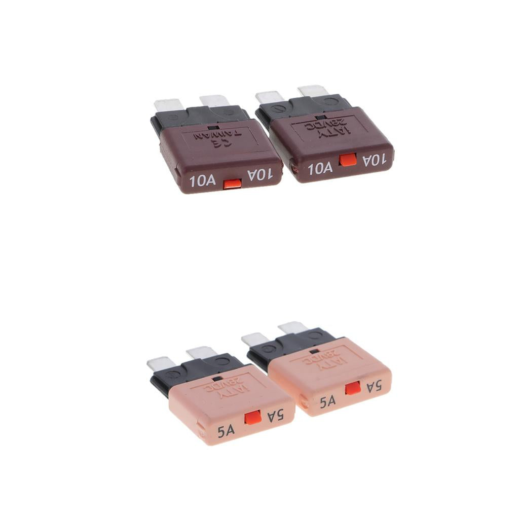 4Pcs 28V 10A+5A Auto Car Truck Boat Mini Blade Fuses Manual Circuit Breaker