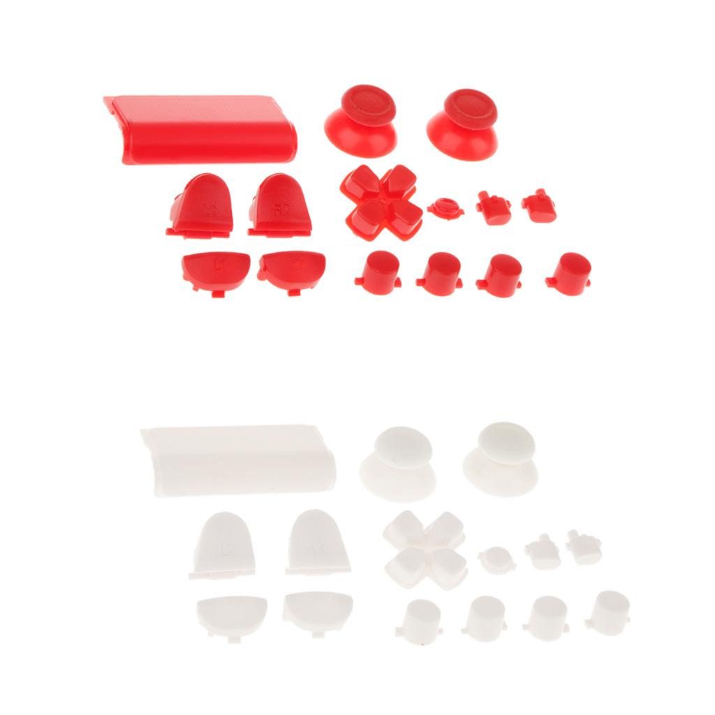 2 Set L2 R2 L1 R1 Grip Caps Buttons Mod for Sony PS4 Controller White+Red