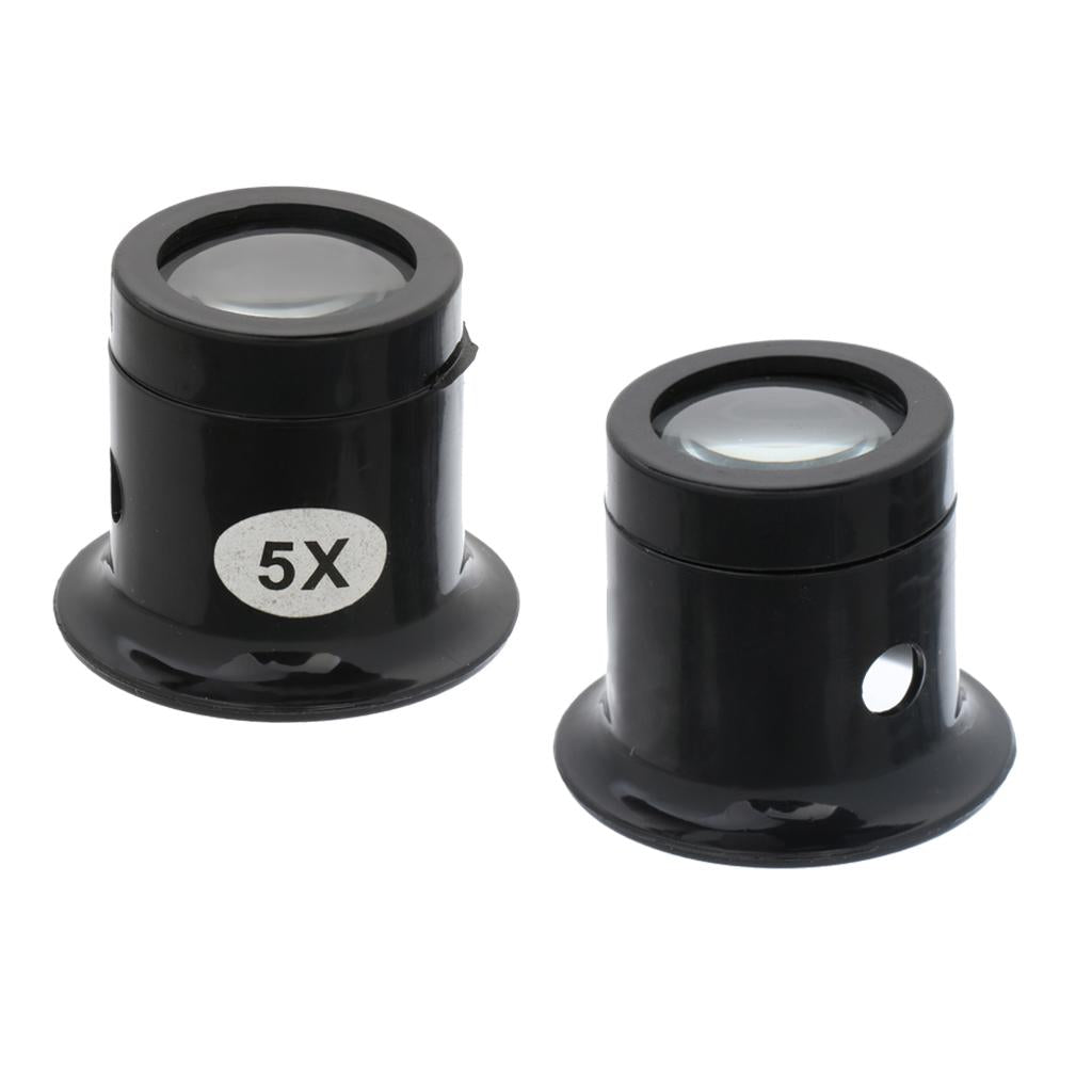2pcs Watch Repair Eye Magnifier Loupe 10X 5X Jeweler Loupe Magnifing Tools