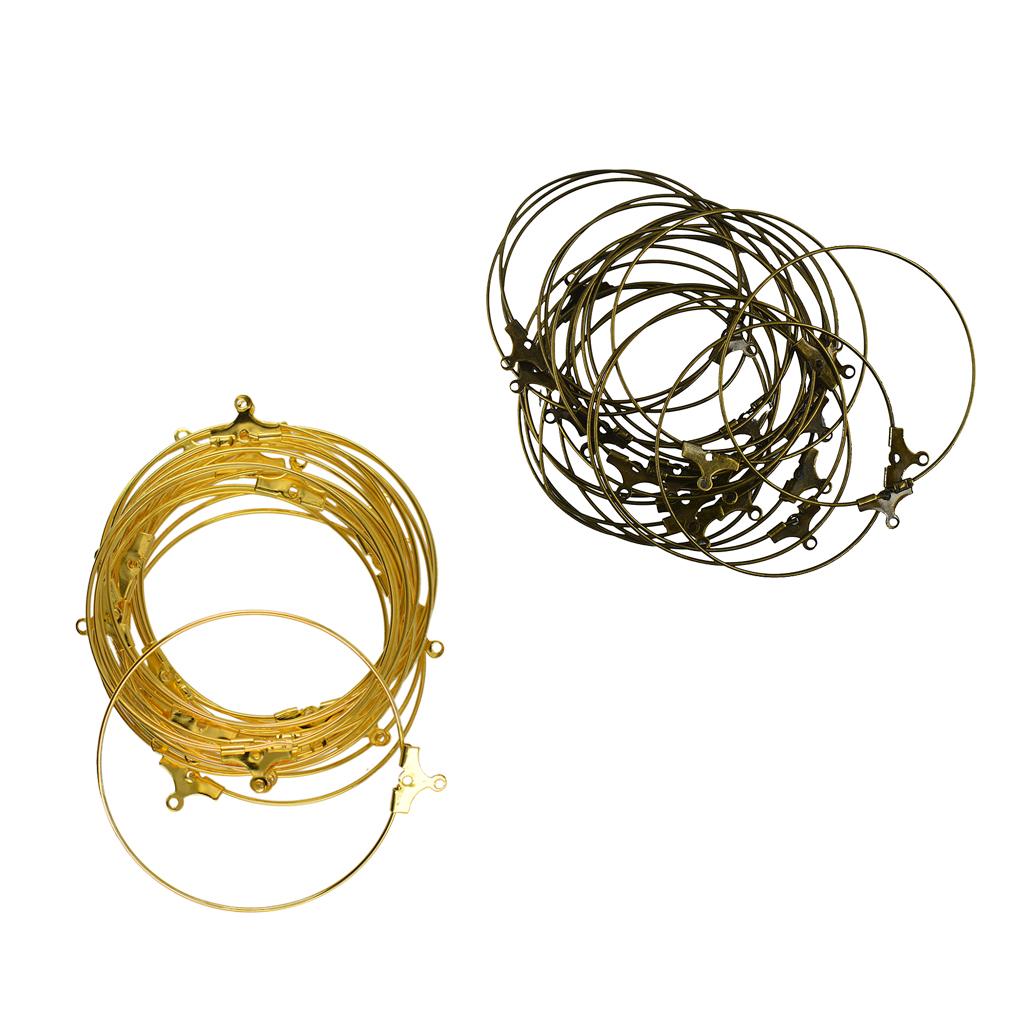 40pcs Beading Hoop Loop Earring Ear Wire Jewelry Making Findings Bronze Gold