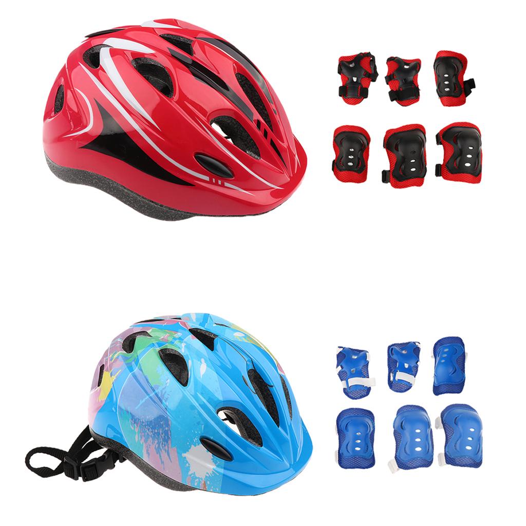 2 Sets Kids Roller Skating Skateboard Helmet Knee Elbow Pad Wrist Guard