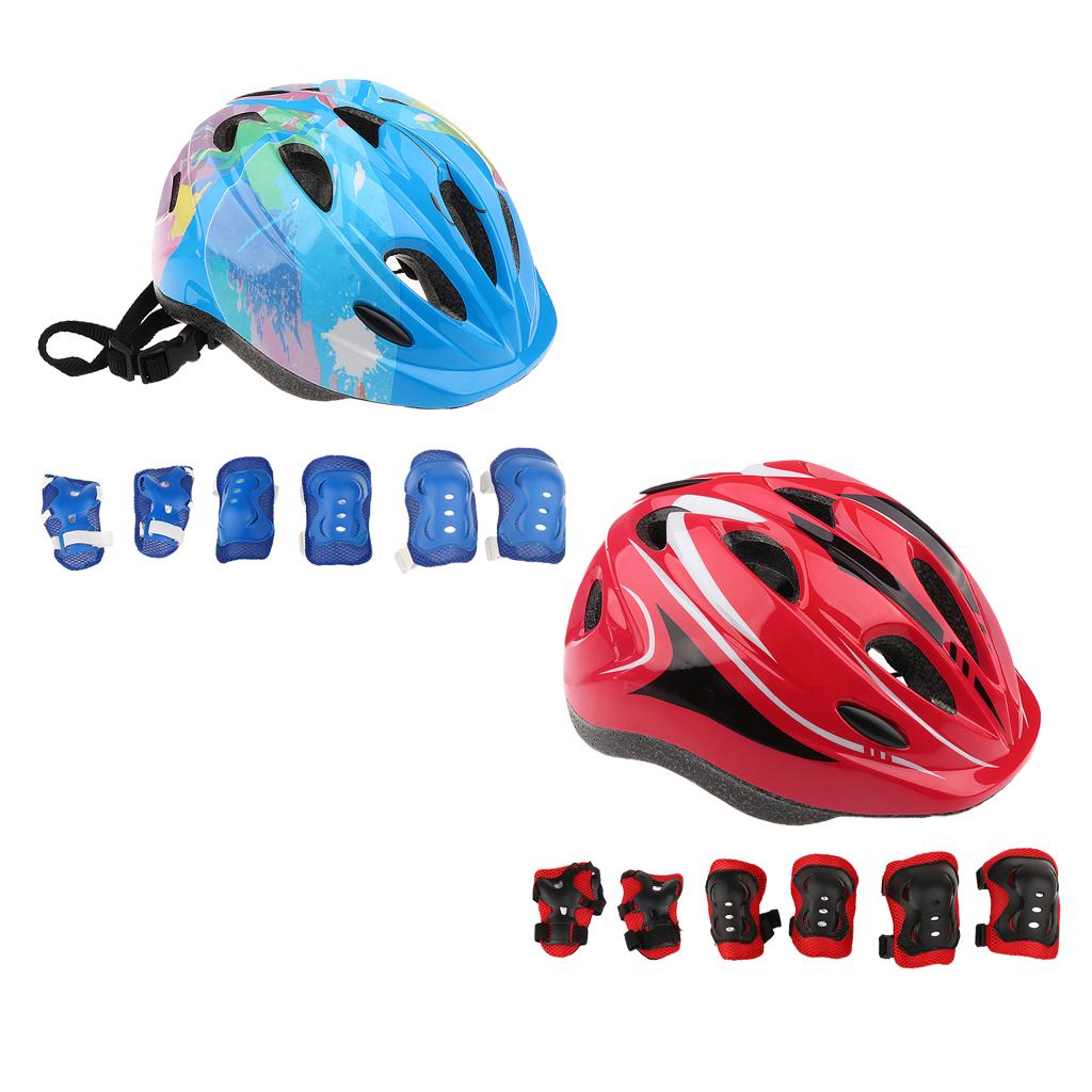 2 Sets Kids Roller Skating Skateboard Helmet Knee Elbow Pad Wrist Guard