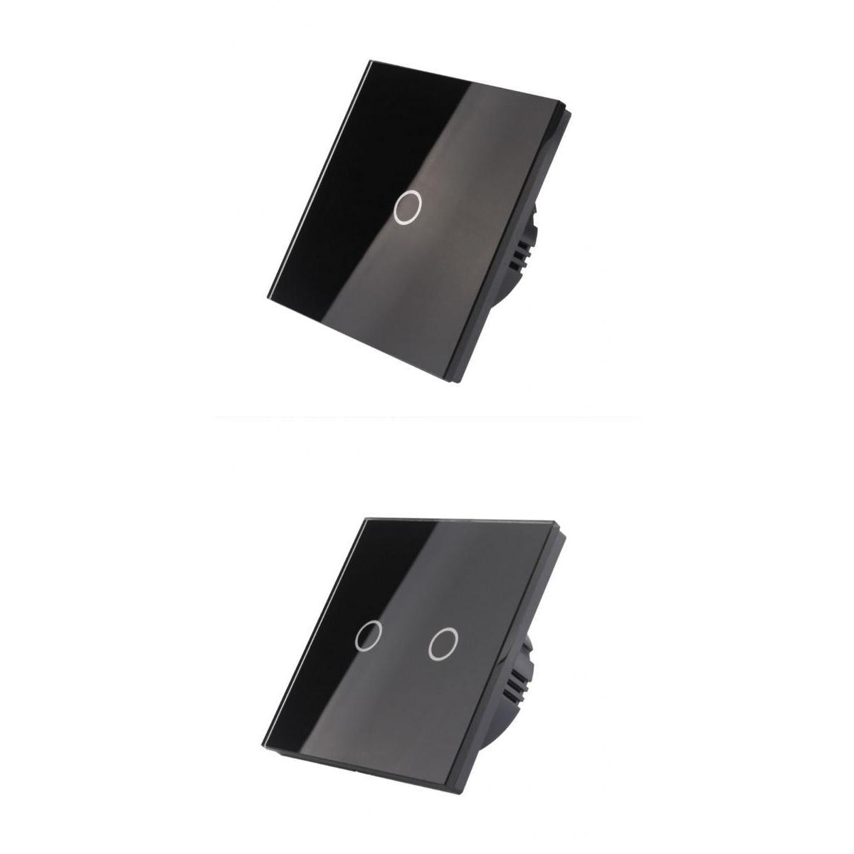 1/2/3 Gang 1/2/3 Way LED Glass Panel Light EU UK Touch Screen Switch Black 1&2 Gang