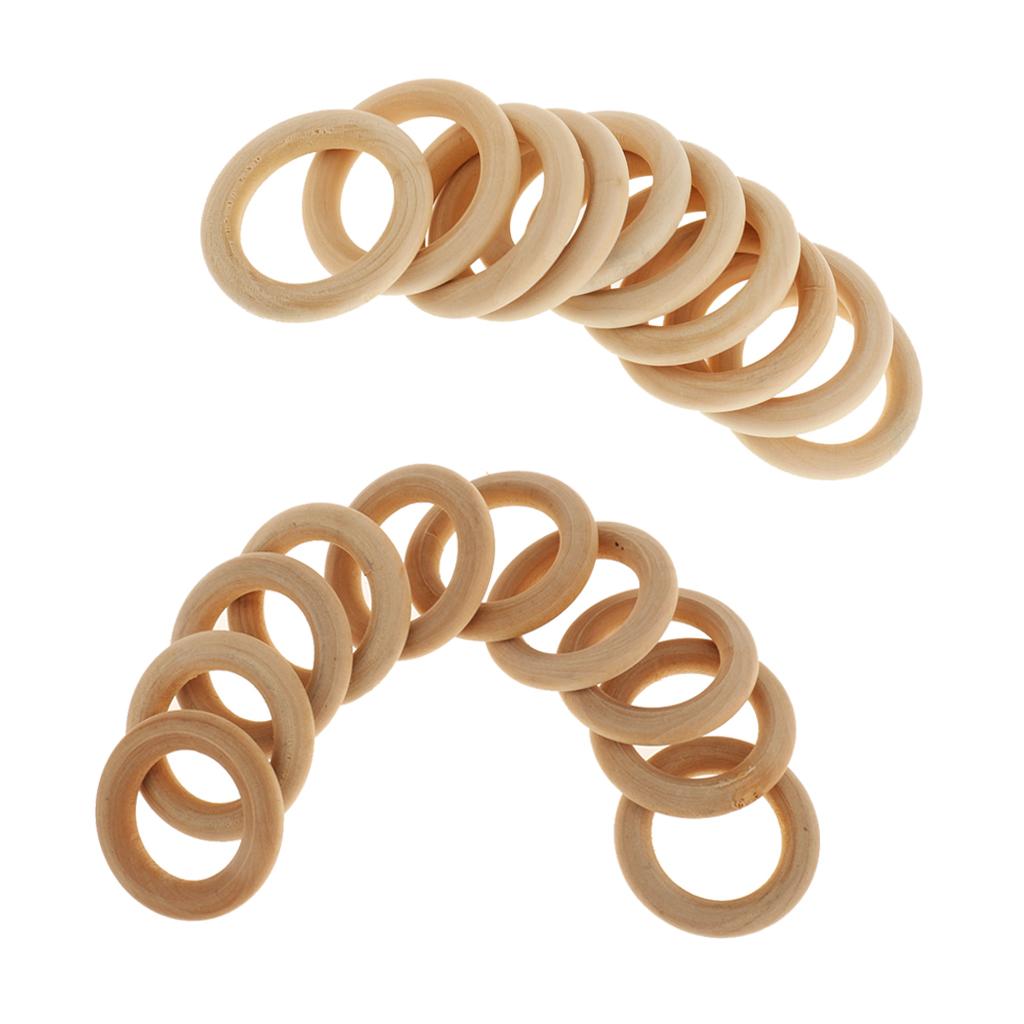 20pcs 40/50mm Raw Natural Wood Rings Round Craft Baby Ring Wooden Teether