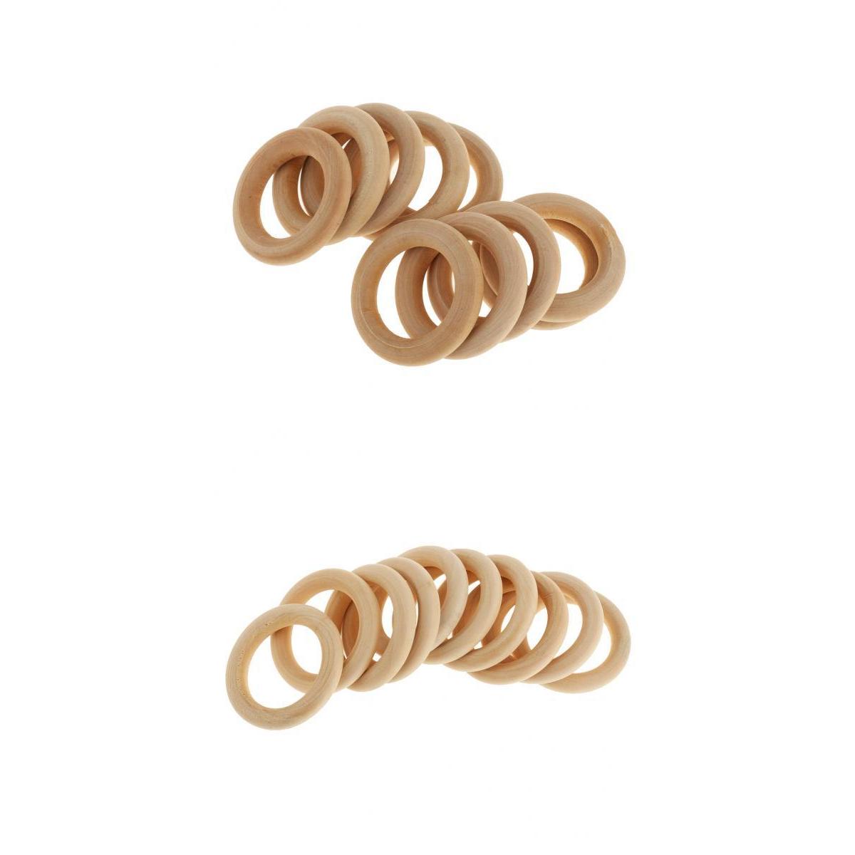 20pcs 40/50mm Raw Natural Wood Rings Round Craft Baby Ring Wooden Teether