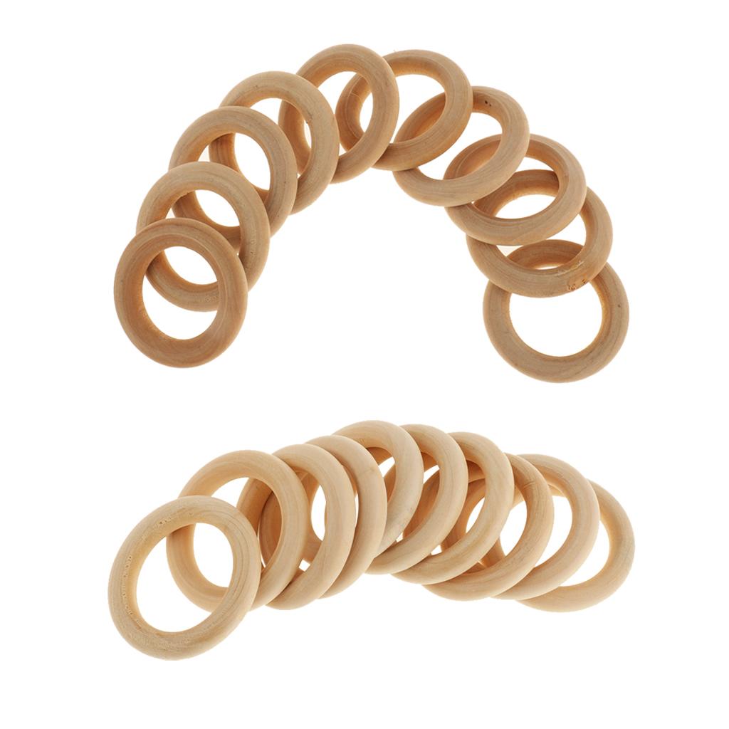 20pcs 40/50mm Raw Natural Wood Rings Round Craft Baby Ring Wooden Teether