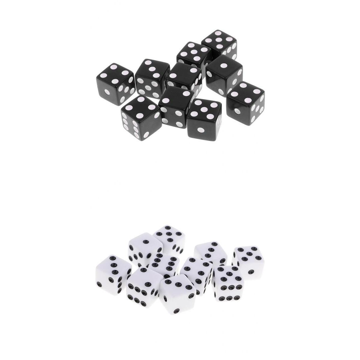 20 Pieces Six Sided Dice Digital Dices Set RPG Playing Game Toy Black White