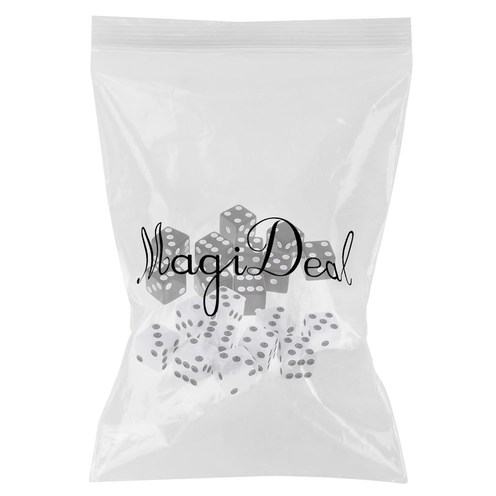 20 Pieces Six Sided Dice Digital Dices Set RPG Playing Game Toy Black White