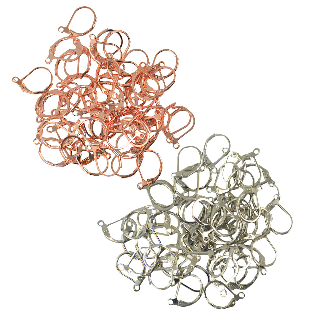 100 Pieces French Leverback Earwire Hooks with Open Loop DIY Making Craft