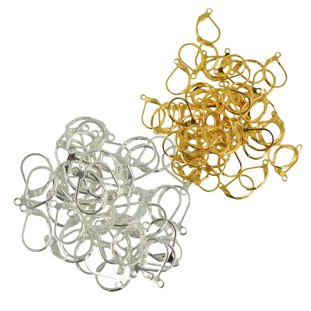 100 Piece Brass French Earring Hook Lever Back Earwires Findings DIY Craft