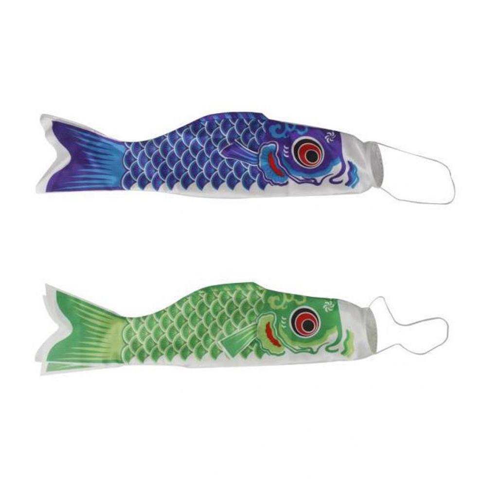 70cm Japanese Windsock Carp Flag Koinobori Sailfish Wind Streamer Blue+Green