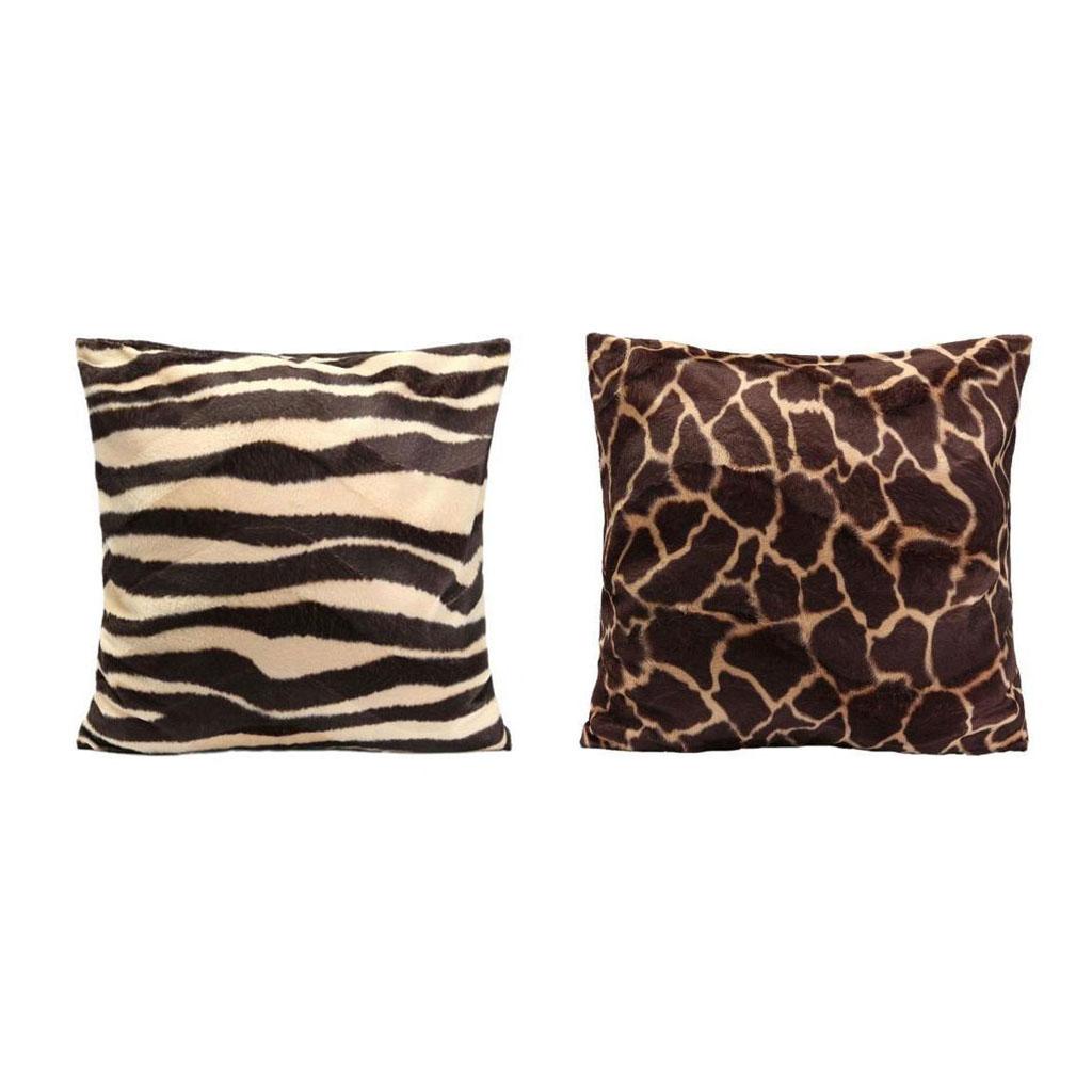2 Pieces Square Animal Print Pillow Cases Leopard Zebra Sofa Cushion Covers
