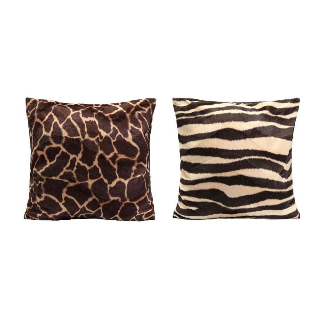 2 Pieces Square Animal Print Pillow Cases Leopard Zebra Sofa Cushion Covers
