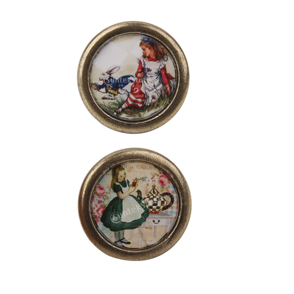 2 Pieces Cartoon Printed Wardrobe Cabinet Door Pull Handle Knobs Hardware