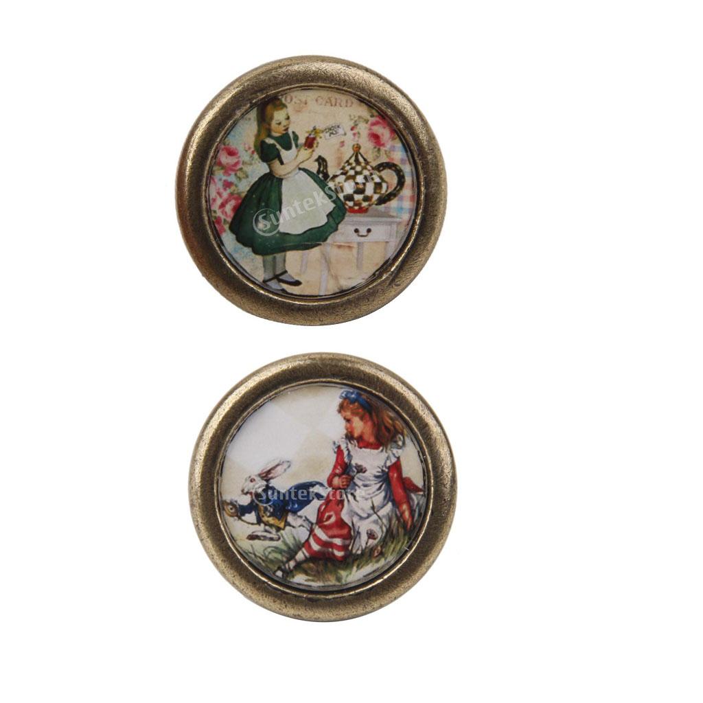 2 Pieces Cartoon Printed Wardrobe Cabinet Door Pull Handle Knobs Hardware