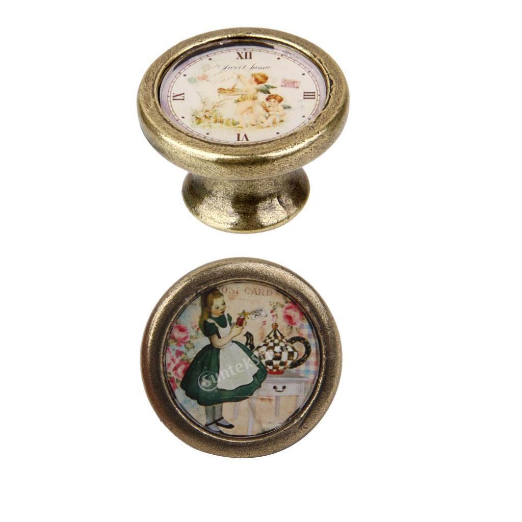 2 Pieces Girl Print Cabinet Door Drawer Handle Pull Knobs Furniture Hardware