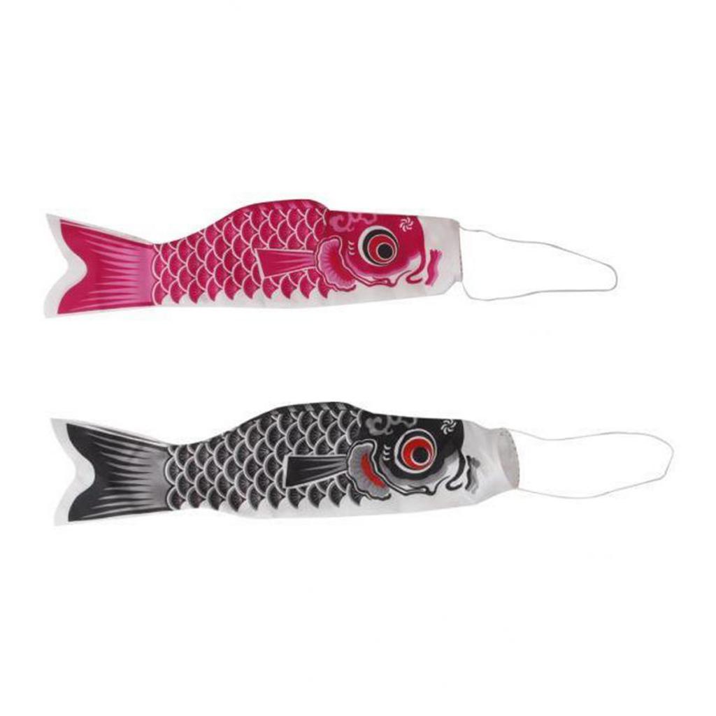 70cm Japanese Windsock Carp Flag Koinobori Sailfish Wind Streamer Black+Pink