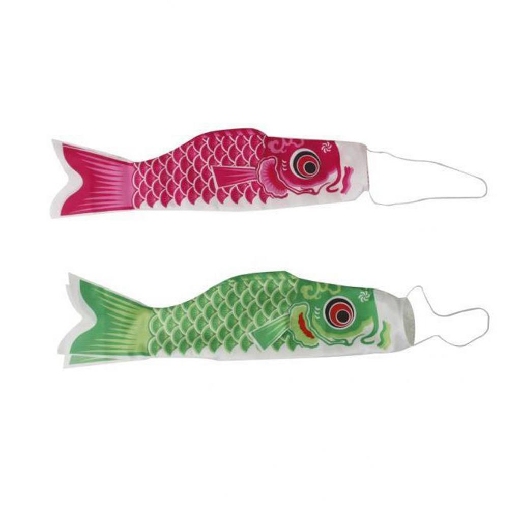 70cm Japanese Windsock Carp Flag Koinobori Sailfish Wind Streamer Green+Pink