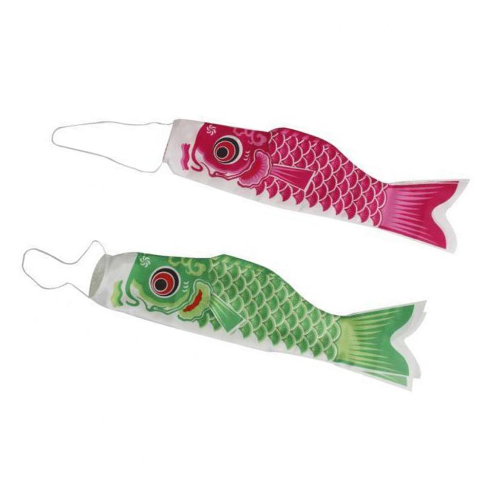 70cm Japanese Windsock Carp Flag Koinobori Sailfish Wind Streamer Green+Pink