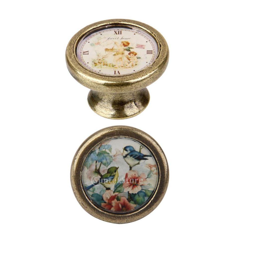 2 Pieces Girl&Birds Print Cabinet Door Drawer Handle Bin Pull Knobs Hardware