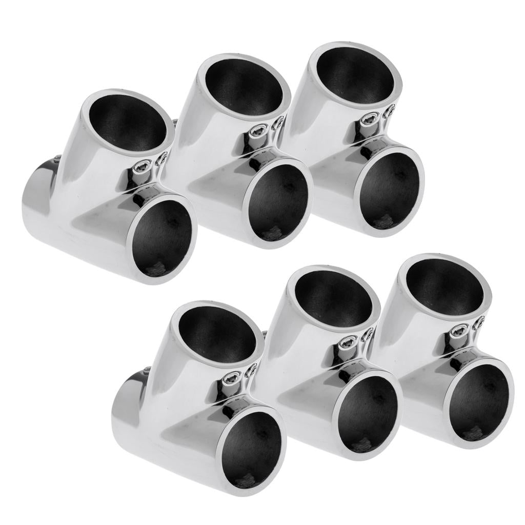 6pcs Boat Hand Rail Fitting - 60 Degree Tee- 316 Marine Stainless Steel 22mm