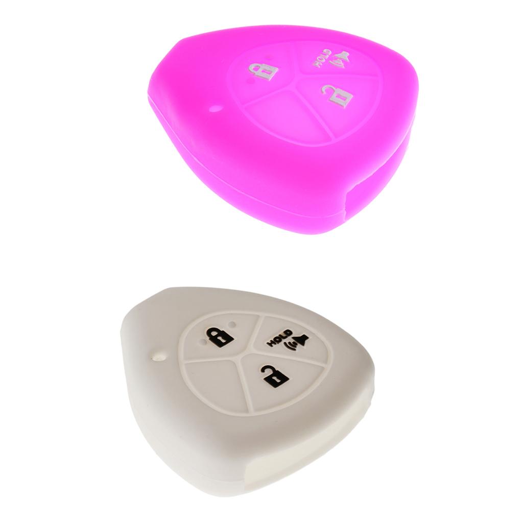 2 Pieces White Purple Car Key Case Shell Protector Silicone for