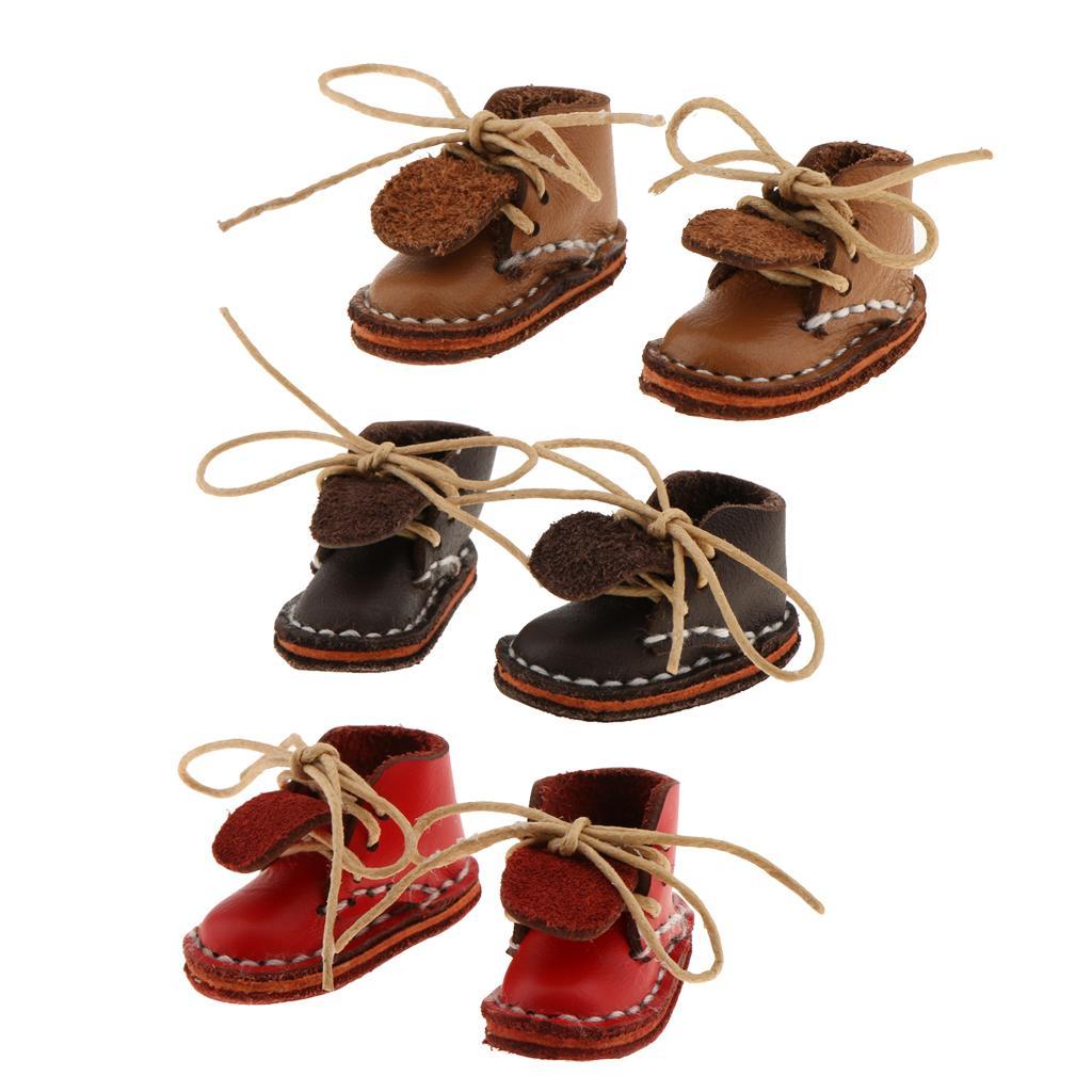 3 Pairs of Fashion Lace up Ankle Boots Shoes for 12'' Blythe Doll Clothes