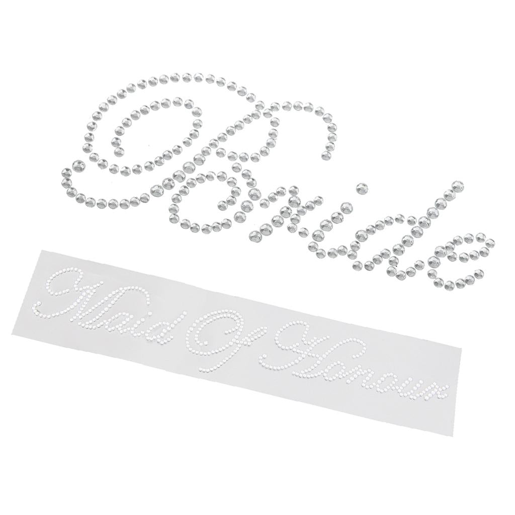 2x Clear Bride" Sticker Maid of Honour Decals Wedding Party DIY Craft Decor"