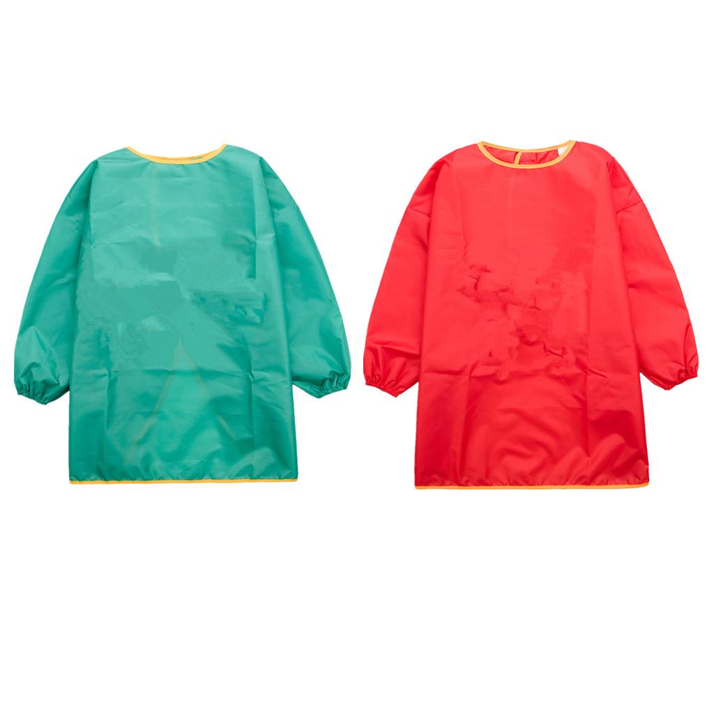 2 Pieces Children Kids Long Sleeve Apron Drawing Painting Waterproof Smock S