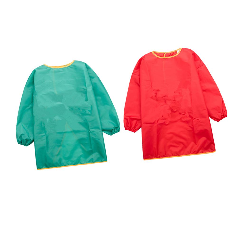 2 Pieces Children Kids Long Sleeve Apron Drawing Painting Waterproof Smock S