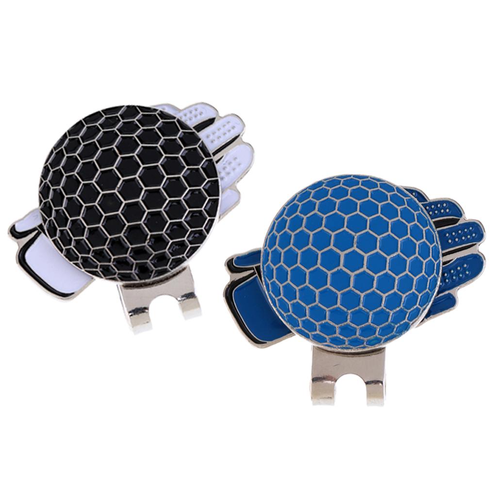 2 Pcs Funny Glove Design Golf Hat Clip with Magnetic Ball Marker Golfer Gift