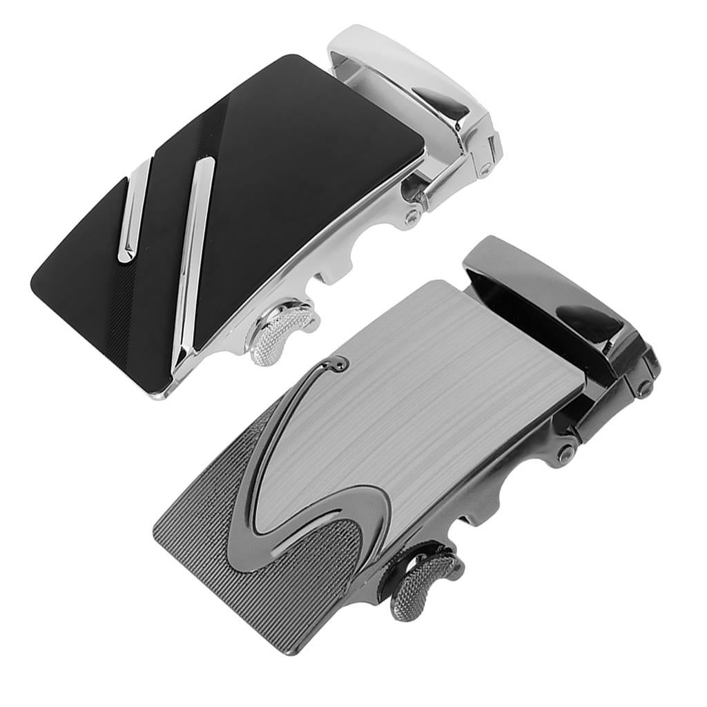 2Pc Men Fashion Automatic Ratchet Belt Buckle for Leather Belt