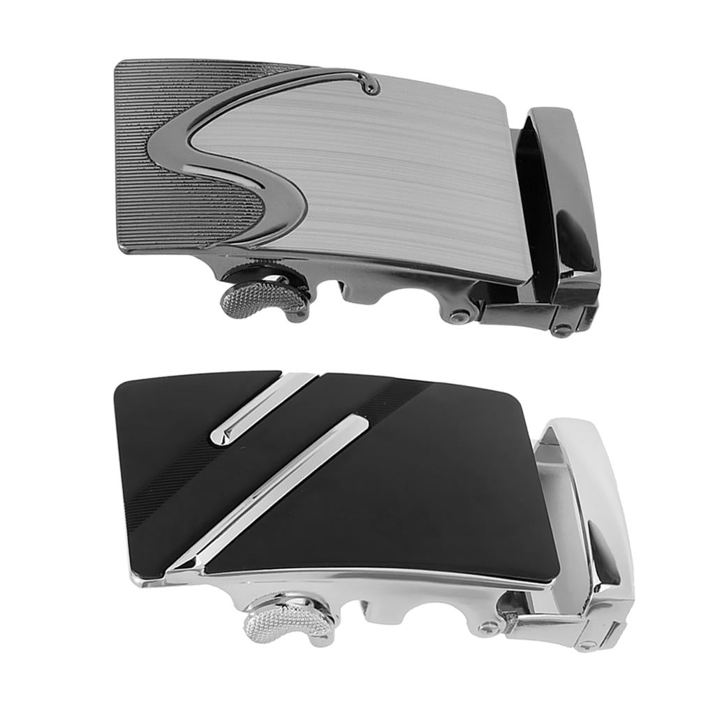 2Pc Men Fashion Automatic Ratchet Belt Buckle for Leather Belt