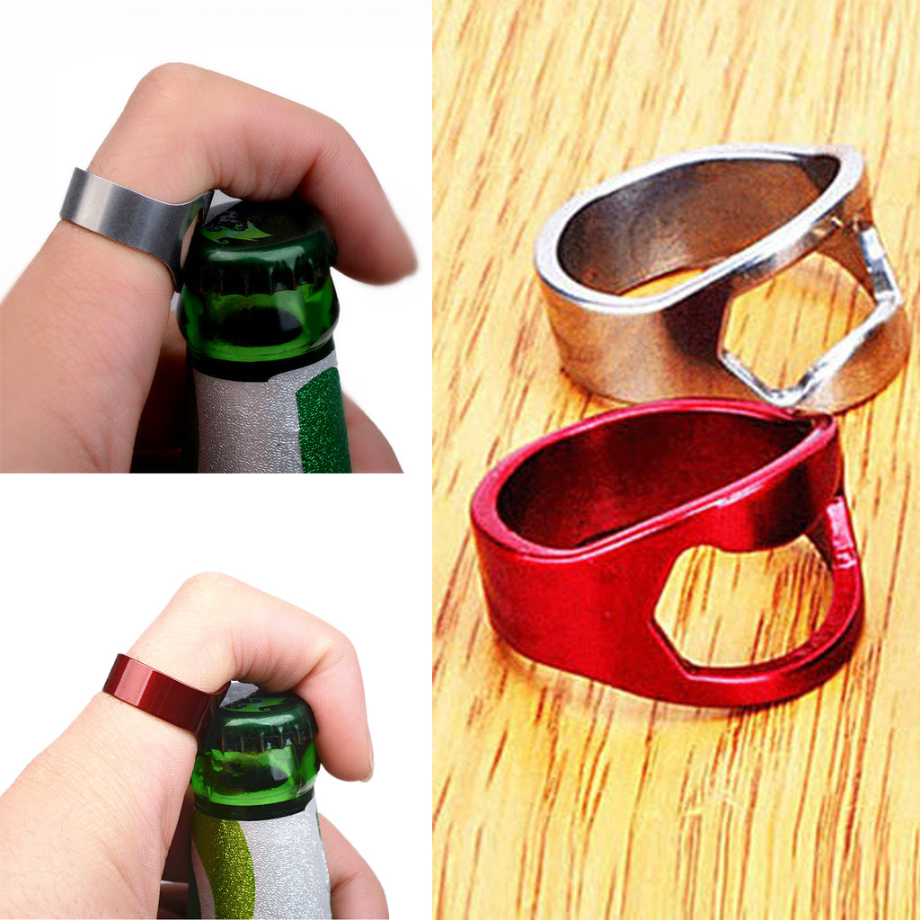 2Pieces Men Stainless Steel Beer Bar Bottle Opener Ring Bike Ring for Home