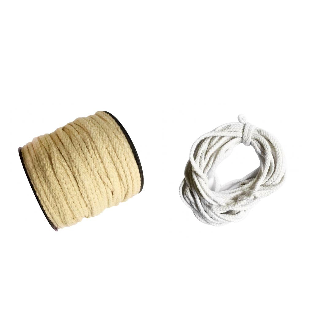 5mmx10m Bleached White and 50m Natural White Twisted 100% Cotton Rope Cord